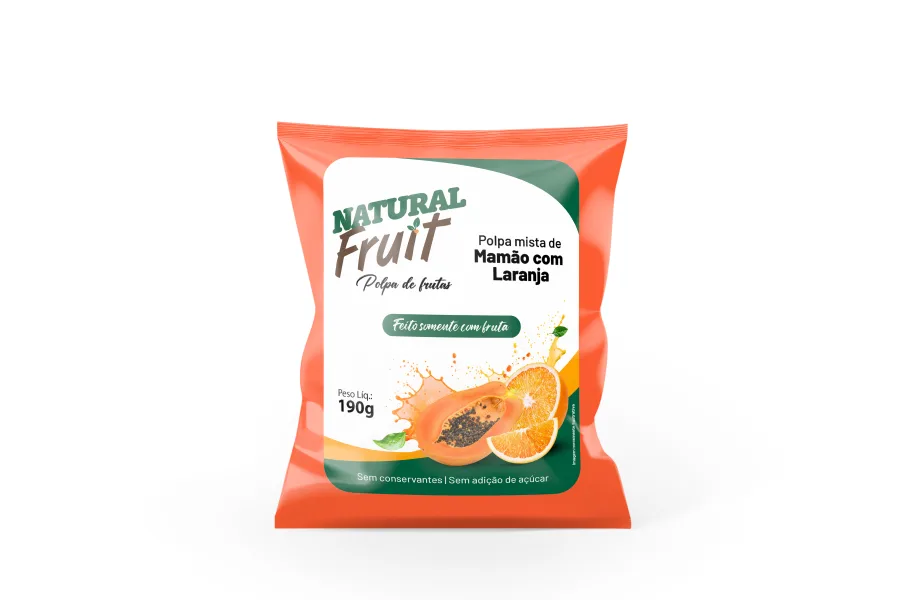 Embalagem de Polpa de Mamão com Laranja