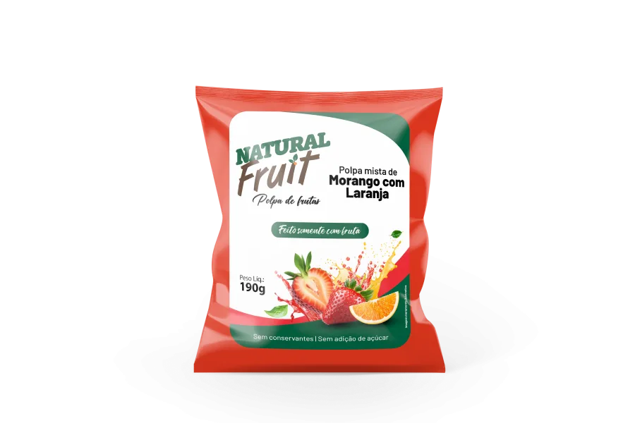 Embalagem de Polpa de Morango com Laranja