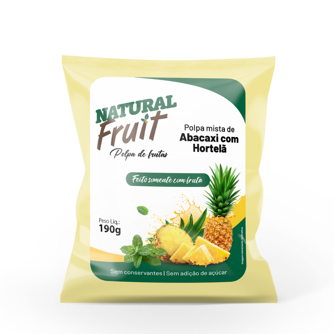 Embalagem de Polpa de Abacaxi com Hortelã