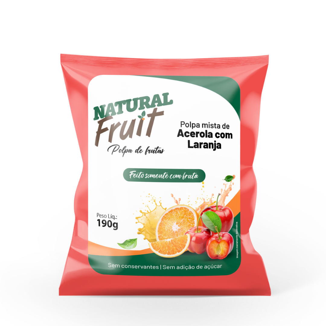 Embalagem de Polpa de Acerola com Laranja