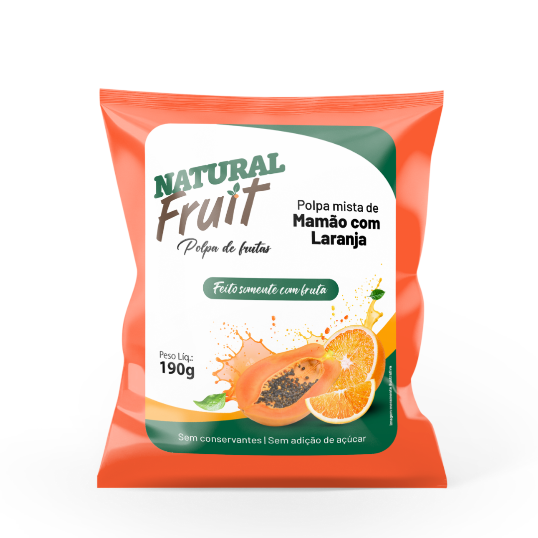 Embalagem de Polpa de Mamão com Laranja
