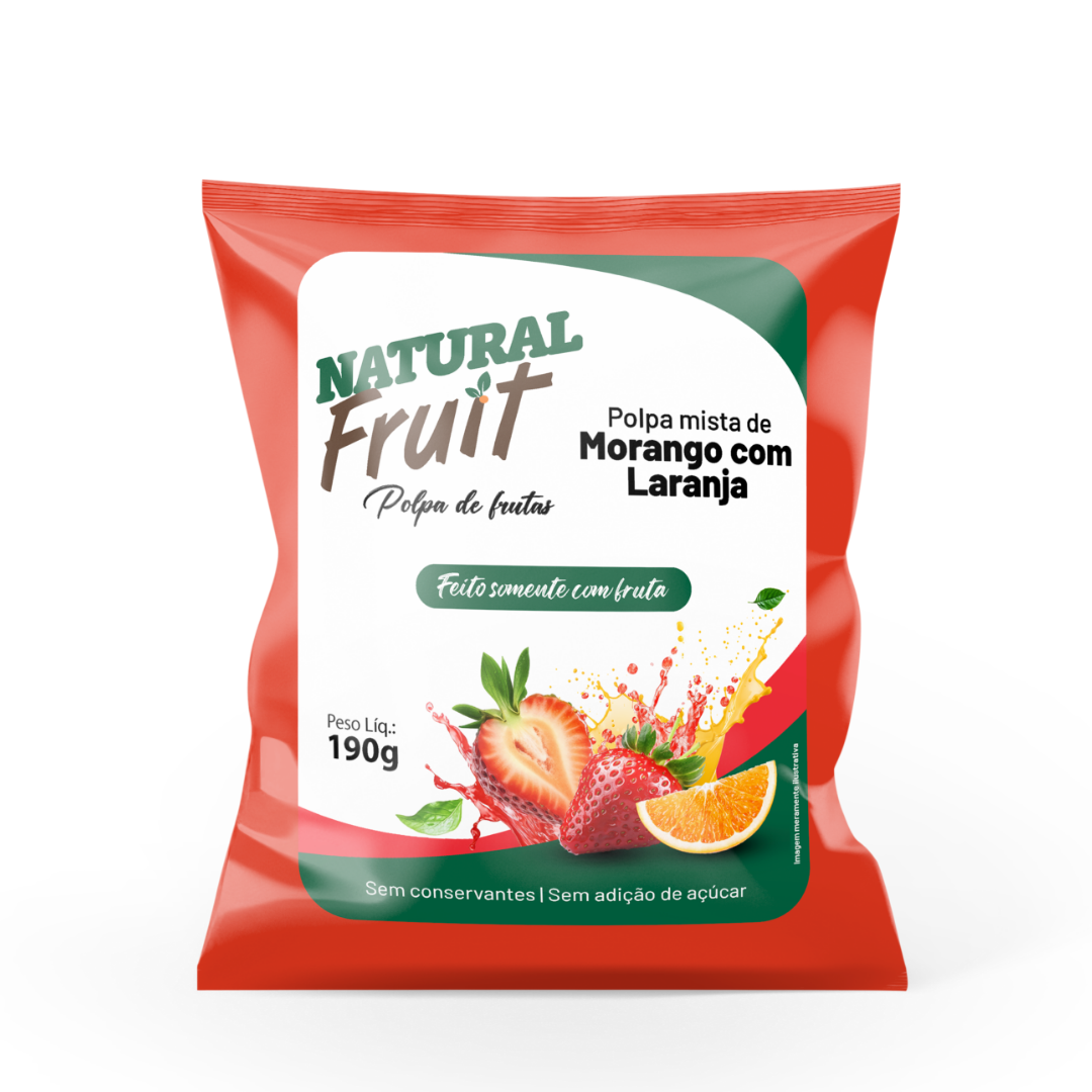 Embalagem de Polpa de Morango com Laranja